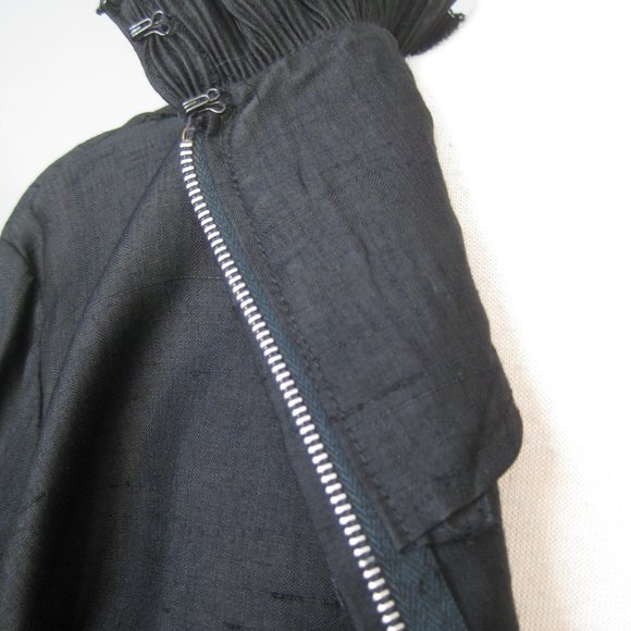 Vintage 1950s Cocktail Dress Black LBD Wiggle dress linen/silk blend? ruffles - Picture 4 of 4